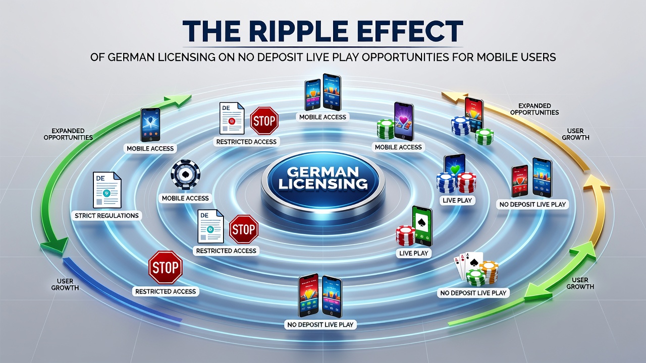 Darstellung der Auswirkungen deutscher Lizenzierung auf mobile No-Deposit-Live-Play-Optionen